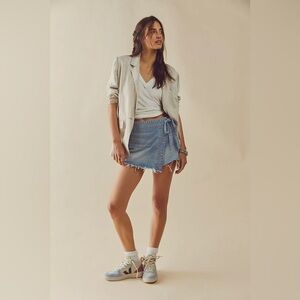 Free People Light Blue Denim Skort